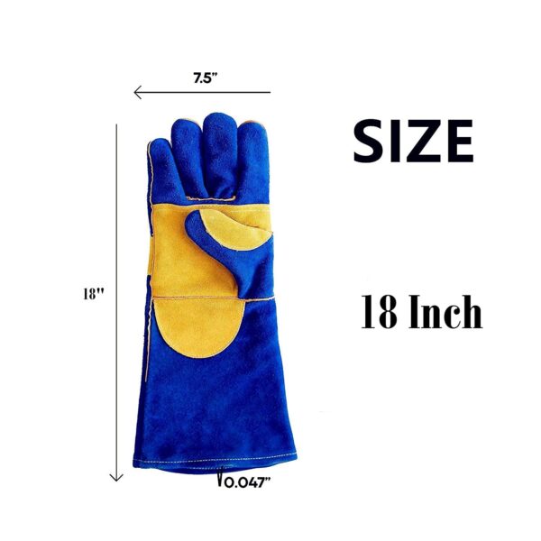Jupiter Industries Animal Handling Leather Gloves Kevlar Gauntlet for Saftey Against Cats, Dogs, Reptile, Birds, Snakes (18 inches – (Pack of 1 Pair), Blue-Yellow)