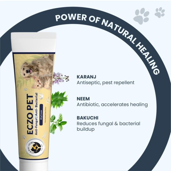 FUR BALL STORY Eczo Pet Ayurvedic Cream for Dogs & Cats 60g | Herbal Ointment with Neem & Bakuchi | Treats Fungal & Bacterial Infections, Itching, Ringworm, Eczema | Vet Recommeded