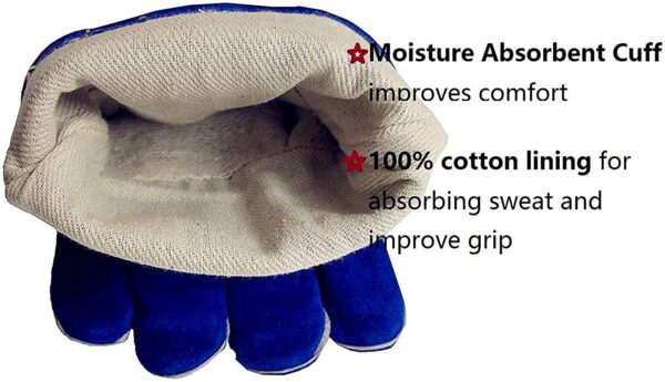 Jupiter Industries Animal Handling Leather Gloves Kevlar Gauntlet for Saftey Against Cats, Dogs, Reptile, Birds, Snakes (18 inches – (Pack of 1 Pair), Blue-Yellow)