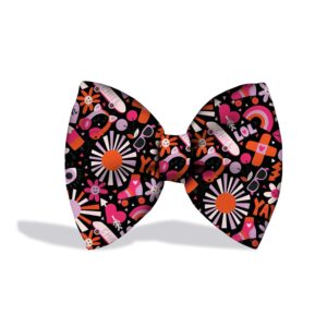 PawsIndia Pattern Bow Tie for Dogs and Cat (Small, Pop Funk)