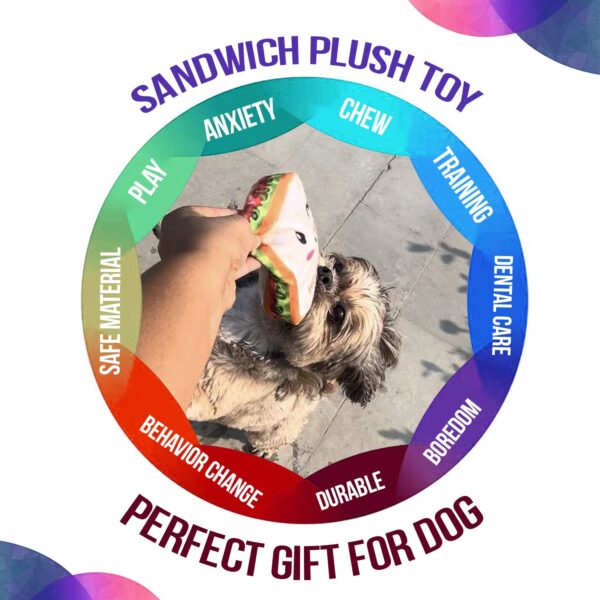 Goofy Tails Food Buddies Sandwich Plush Toy for Dogs and Puppies | Crinkle, Squeaky, Soft Pet Toy