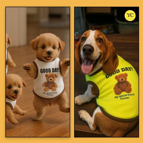 Yellowcult Cute Pet T-Shirt Clothes, Summer Sweetshirts Teddy Pet Random Design mesh Outfit for Small Dog, cat, Puppy, Kitten, Diwali, Festival, Travel, Outing, Photos (XS- Any 1)