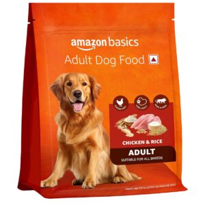 Amazon Basics Dry Dog Food | 1 Kg Trial Pack| Chicken & Rice | with Real Chicken Meat | Kibble for Adult Dogs | Packed with Protein | Suitable for All Breeds