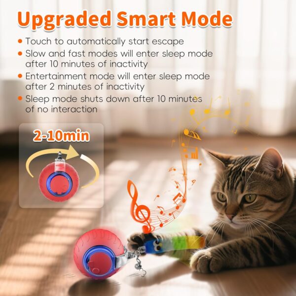 UPSKY Interactive Cat Toy Ball for Indoor Cats, Automatic Moving Electric Rolling Cat Ball Toy, 3-Speed Modes Smart Kitten Toys with Sounds, USB Rechargeable for Bored Kittens/Adult Cats