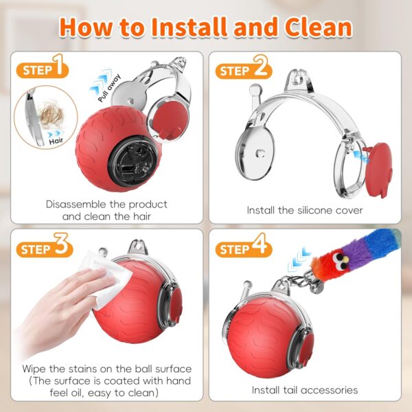 UPSKY Interactive Cat Toy Ball for Indoor Cats, Automatic Moving Electric Rolling Cat Ball Toy, 3-Speed Modes Smart Kitten Toys with Sounds, USB Rechargeable for Bored Kittens/Adult Cats