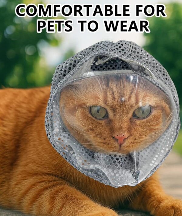 Cat Face Cover, Anti Bite Cat Mask for Grooming, Breathable Mesh Cat Helmet for Active Cats, Adjustable Cat Mouth Mask for Fine and Style, Fits Cats Under 7.5kg