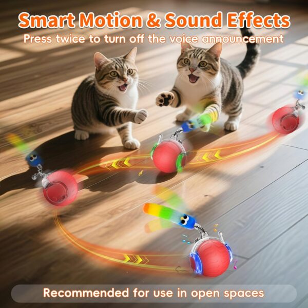 UPSKY Interactive Cat Toy Ball for Indoor Cats, Automatic Moving Electric Rolling Cat Ball Toy, 3-Speed Modes Smart Kitten Toys with Sounds, USB Rechargeable for Bored Kittens/Adult Cats
