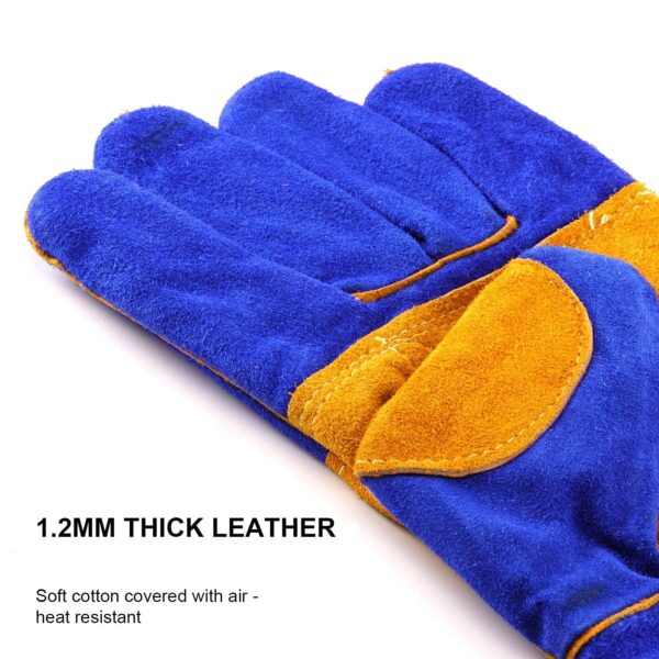 Jupiter Industries Animal Handling Leather Gloves Kevlar Gauntlet for Saftey Against Cats, Dogs, Reptile, Birds, Snakes (18 inches – (Pack of 1 Pair), Blue-Yellow)