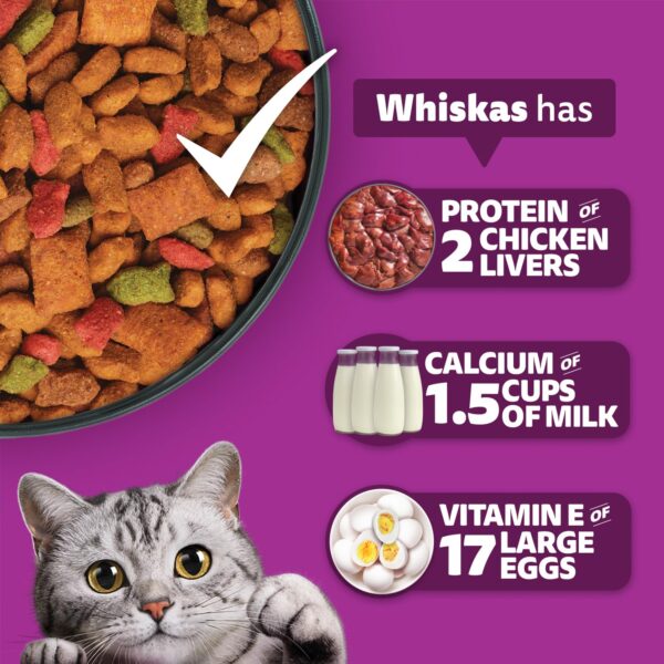 Whiskas Adult (1+ Years) Dry Cat Food, Mackerel Flavour, 7 kg, Contains 41 Essential Nutrients, Complete & Balanced Nutrition for Adult Cats