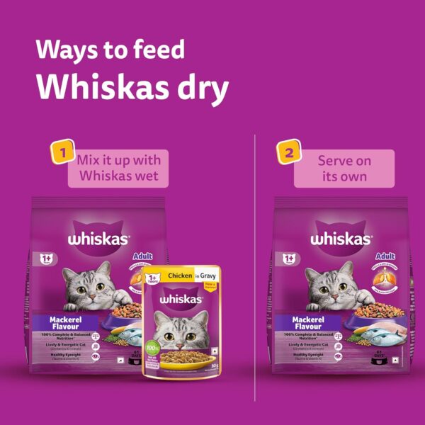 Whiskas Adult (1+ Years) Dry Cat Food, Mackerel Flavour, 7 kg, Contains 41 Essential Nutrients, Complete & Balanced Nutrition for Adult Cats
